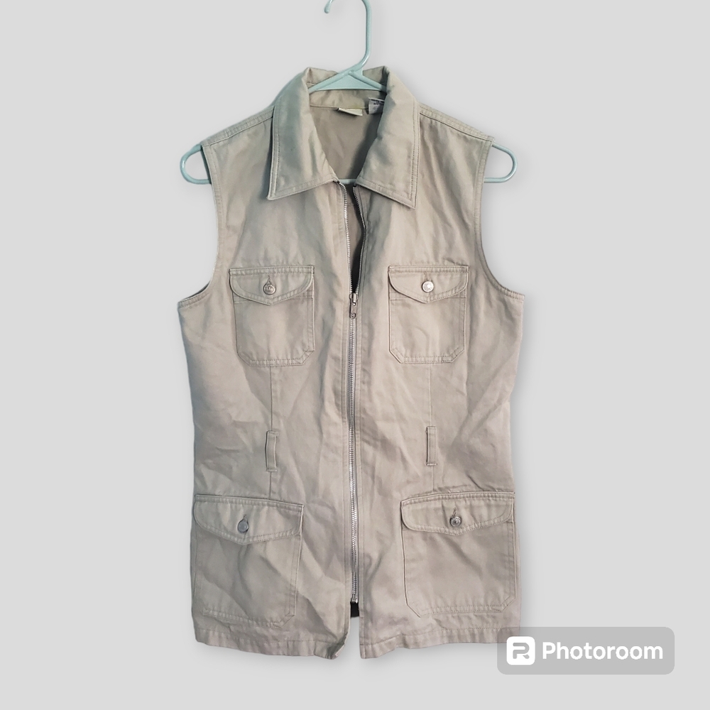 Vintage Gap khaki zip-up cargo vest, size M Gorpcore Utility Granola
